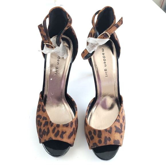 Madden Girl Rio Leopard Fabric Open Toe 4" Heel, Size 9M, NWOT - Picture 4 of 8